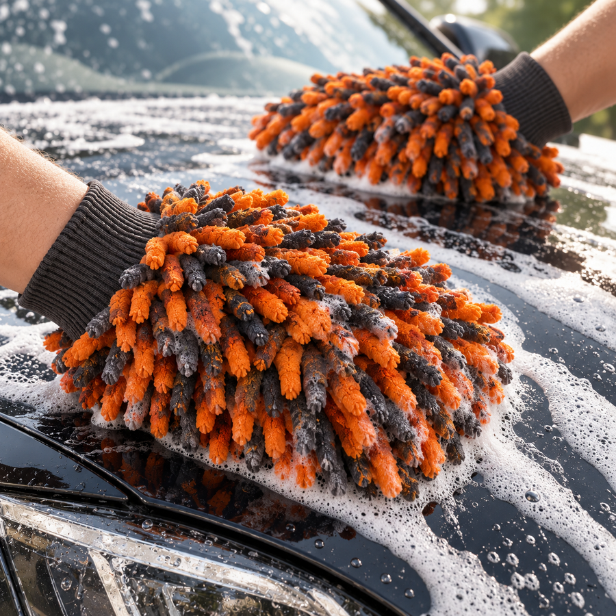 PlushArc Microfiber Wash Mitt Pair — feature