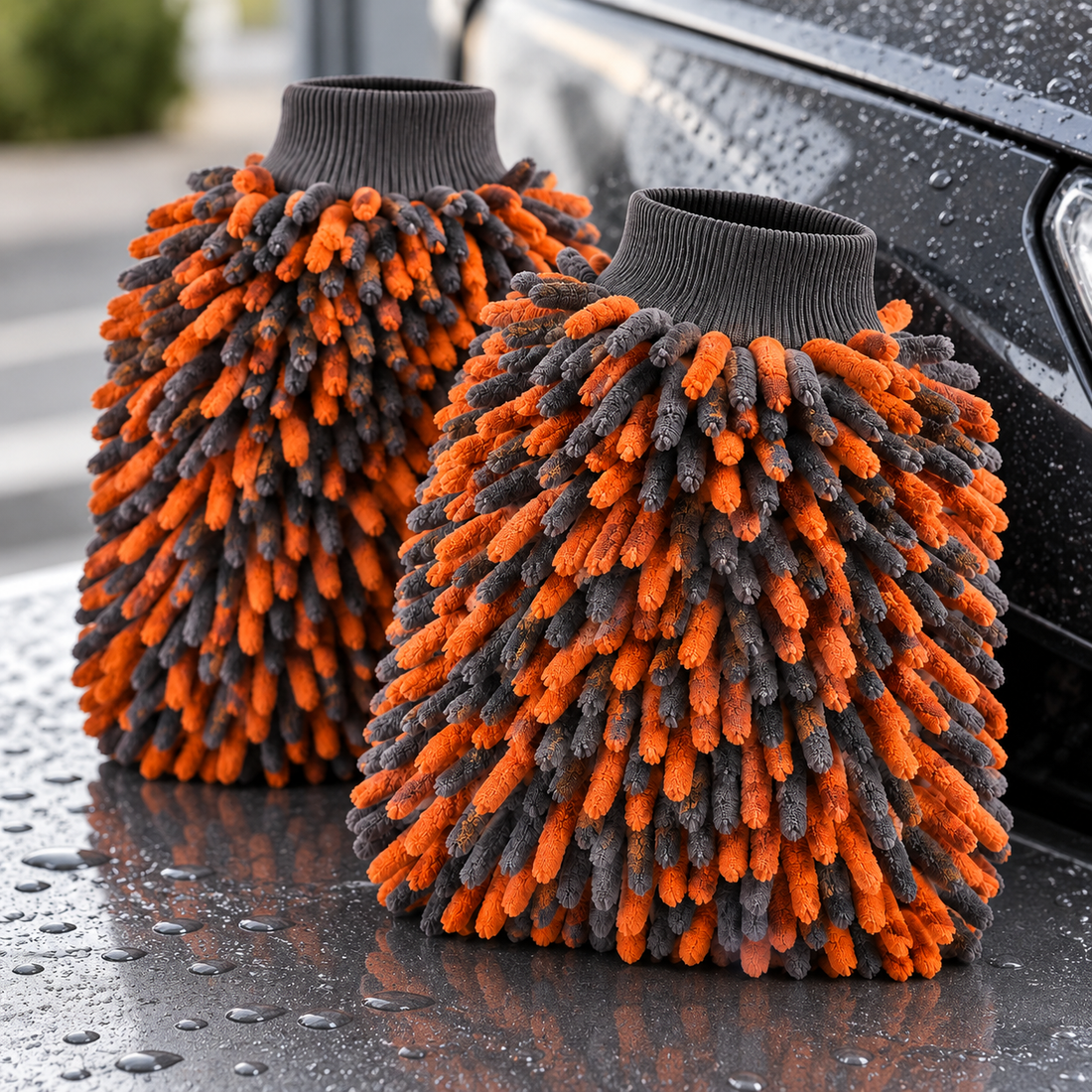 PlushArc Microfiber Wash Mitt Pair — detail